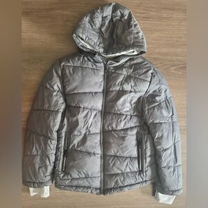 Gray Hooded Puffer Jacket